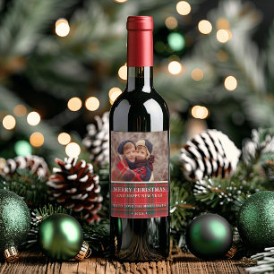 Étiquette Pour Bouteilles De Vin Noël rustique carreaux rouge vert photo