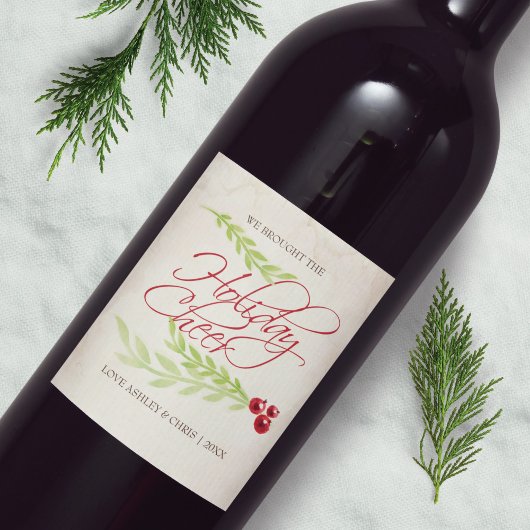 Étiquette Pour Bouteilles De Vin Noël rustique personnalisé Boho Chic