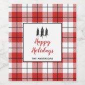Étiquette Pour Bouteilles De Vin Noël Rustique Rouge Blanc & Noir Flannel Motif (Étiquettes simples)