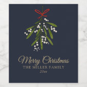 Étiquette Pour Bouteilles De Vin Noël simple de mistletoe marine (Étiquettes simples)