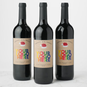 Étiquette Pour Bouteilles De Vin Noël Simple Logo Entreprise Chapeau de Père Noël K