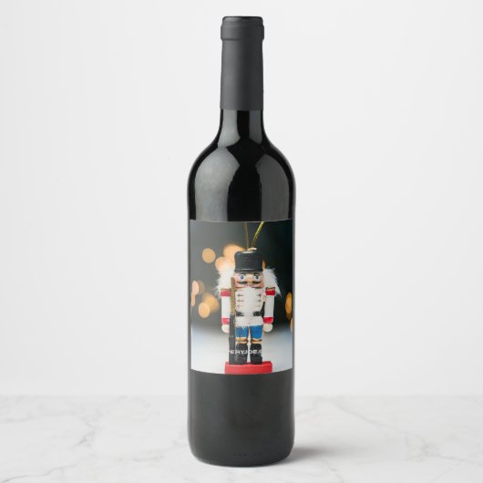 Étiquette Pour Bouteilles De Vin Noël SlipperyJoe nutcracker figurine ornement (Devant)