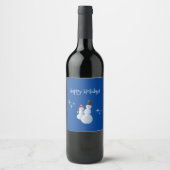 Étiquette Pour Bouteilles De Vin Noël Snowmen Snowflakes Joyeuses Fêtes (Devant)