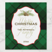 Étiquette Pour Bouteilles De Vin Noël traditionnel, Plaid (Étiquettes simples)