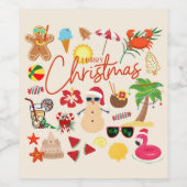 Étiquette Pour Bouteilles De Vin Noël tropical (Étiquettes simples)