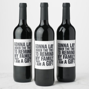 Étiquette Pour Bouteilles De Vin Noël va être sous l'arbre de Noël en famille