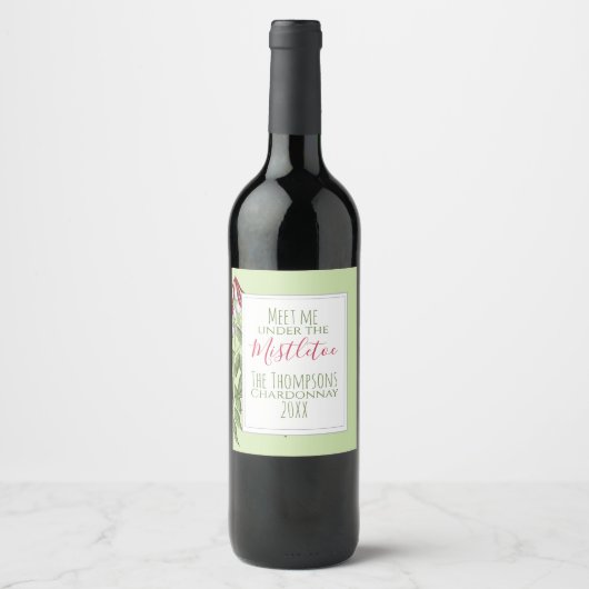 Étiquette Pour Bouteilles De Vin Noël vert d'hiver (Devant)