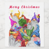 Étiquette Pour Bouteilles De Vin Noël Vin Étiquette Gnome Fête (Étiquettes simples)