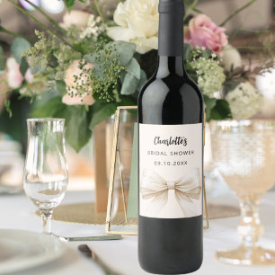 Étiquette Pour Bouteilles De Vin Noeud papillon beige crème élégant Baby Shower