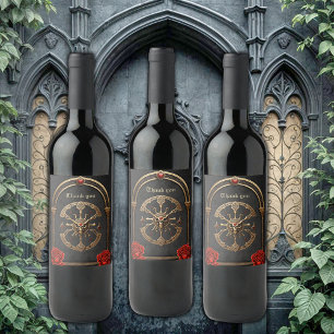 Étiquette Pour Bouteilles De Vin noeuds celtiques et un coeur dans l'élégance gothi