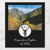 Étiquette Pour Bouteilles De Vin Noir Buck Silhouette Monogramme w Selfie Customisé (Étiquettes simples)