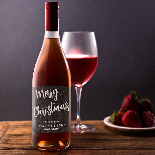 Étiquette Pour Bouteilles De Vin Noir Denim Texte Blanc, Nom de l'entreprise Set de