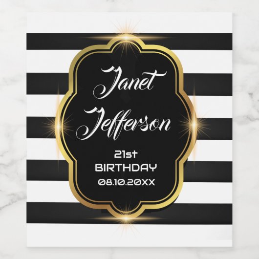 Étiquette Pour Bouteilles De Vin Noir et blanc (Étiquettes simples)