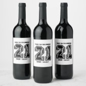Étiquette Pour Bouteilles De Vin Noir et blanc 21e anniversaire Merci (Bouteilles)