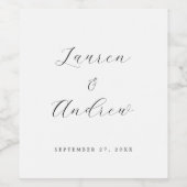 Étiquette Pour Bouteilles De Vin Noir et blanc Élégant Moderne Mariage simple (Étiquettes simples)