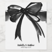 Étiquette Pour Bouteilles De Vin Noir et blanc Mariage moderne Aquarelle Bow Chic (Étiquettes simples)