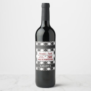 Étiquette Pour Bouteilles De Vin Noir Et Blanc Plaid Sur La Colline