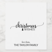 Étiquette Pour Bouteilles De Vin Noir et blanc simple Noël (Étiquettes simples)