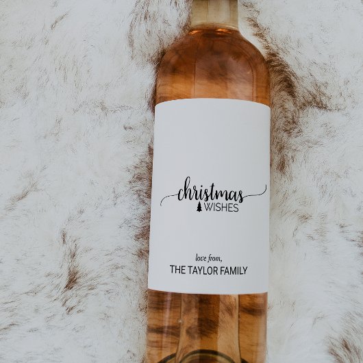 Étiquette Pour Bouteilles De Vin Noir et blanc simple Noël