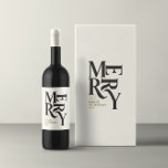 Étiquette Pour Bouteilles De Vin Noir & or vintage merry chritsmans faveur cadeau<br><div class="desc">Chritsmas de merisier noir & or privilégient le cadeau. Design de typographie rétro.</div>