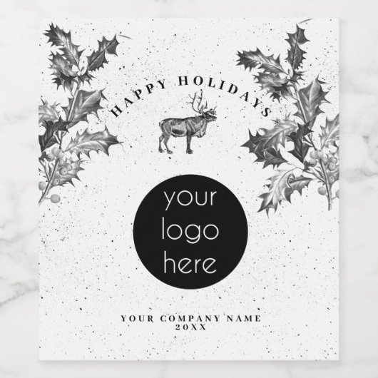 Étiquette Pour Bouteilles De Vin Noir Rustique Blanc Vacances Affaires Logo Noël (Étiquettes simples)