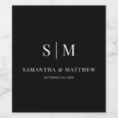 Étiquette Pour Bouteilles De Vin Noir Simple Élégant Couple Initiales Mariage (Étiquettes simples)