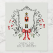 Étiquette Pour Bouteilles De Vin Noisette de Noël Holly Berry Crest (Étiquettes simples)