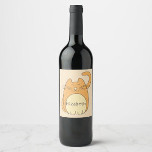 Étiquette Pour Bouteilles De Vin Nom d'ajout de chat de dessin