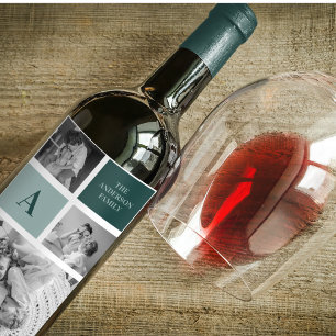 Étiquette Pour Bouteilles De Vin Nom de famille personnalisé Collage Cadeau photo