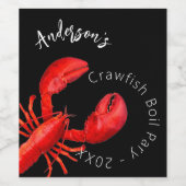 Étiquette Pour Bouteilles De Vin Nom de la fête d'ébullition du homard rouge noir (Étiquettes simples)