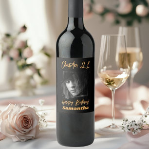 Étiquette Pour Bouteilles De Vin Nom de la photo 21e anniversaire Chapitre 21 Or no