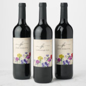 Étiquette Pour Bouteilles De Vin Nom de script monogramme floral (Bouteilles)