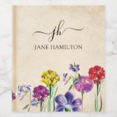 Étiquette Pour Bouteilles De Vin Nom de script monogramme floral (Étiquettes simples)