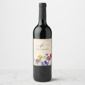 Étiquette Pour Bouteilles De Vin Nom de script monogramme floral (Devant)