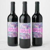 Étiquette Pour Bouteilles De Vin Nom du monogramme d'iridescendance rose-fille (Bouteilles)
