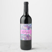 Étiquette Pour Bouteilles De Vin Nom du monogramme d'iridescendance rose-fille (Devant)