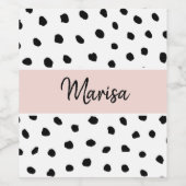 Étiquette Pour Bouteilles De Vin Nom du monogramme moderne | Points rose et noir Pa (Étiquettes simples)