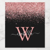 Étiquette Pour Bouteilles De Vin Nom élégant en script rose monogrammé (Étiquettes simples)