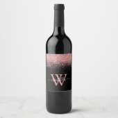 Étiquette Pour Bouteilles De Vin Nom élégant en script rose monogrammé (Devant)