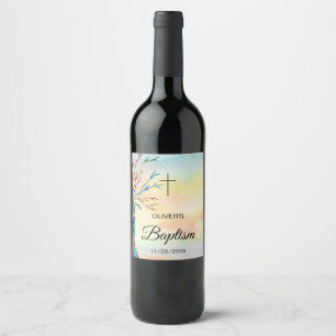 Étiquette Pour Bouteilles De Vin Nom personnalisé Arbre de famille Baptême Christ