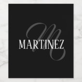 Étiquette Pour Bouteilles De Vin Nom Personnalisé Black Elegant | Nom (Étiquettes simples)