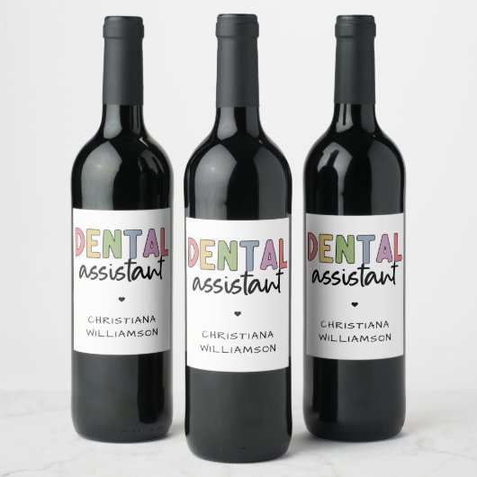 Étiquette Pour Bouteilles De Vin Nom personnalisé Dental Assistant Cadeau (Bouteilles)