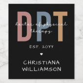 Étiquette Pour Bouteilles De Vin Nom personnalisé DPT Doctor of Physical Therapy (Étiquettes simples)