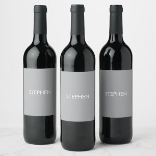 Étiquette Pour Bouteilles De Vin Nom personnalisé minimaliste gris