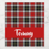 Étiquette Pour Bouteilles De Vin Nom personnalisé motif plaid rouge (Étiquettes simples)