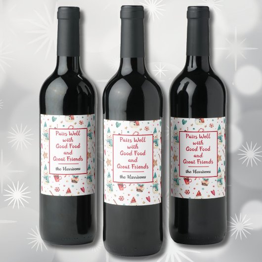Étiquette Pour Bouteilles De Vin Nom sur Snowman Sweets Set de (6)