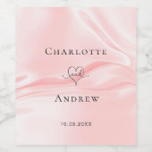 Étiquette Pour Bouteilles De Vin Noms de satin de soie rose blush de mariage (Étiquettes simples)