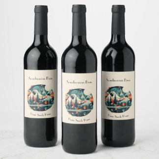 Étiquette Pour Bouteilles De Vin Nordic Pines & Peaks, personnalisé