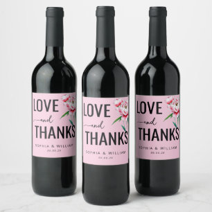 Étiquette Pour Bouteilles De Vin Note d'amour florale rose chaud