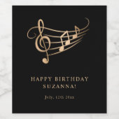 Étiquette Pour Bouteilles De Vin Notes d'or d'anniversaire joyeuses Élégant (Étiquettes simples)